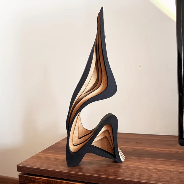 Artistic Abstract Wooden Streamlined Statue Minimalist Bookshelf Home Room Decoration Desktop Ornaments Home Gifts