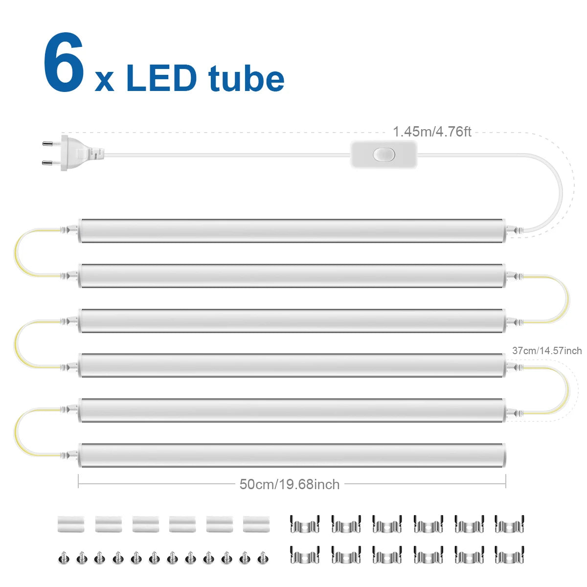 Lighting Modern  –  50cm led Lights Kitchen under cabinet Lamp 220V 15W  Led Tube With 1.2m EU Plug Switch Power Cable For Home Bedroom Indoor Lamps