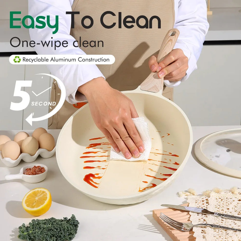 DONNOR 10Pcs Pots and Pans Set Nonstick Cookware Set Kitchen Cooking Set Chef Pot with Pan Protectors Dishwasher Safe