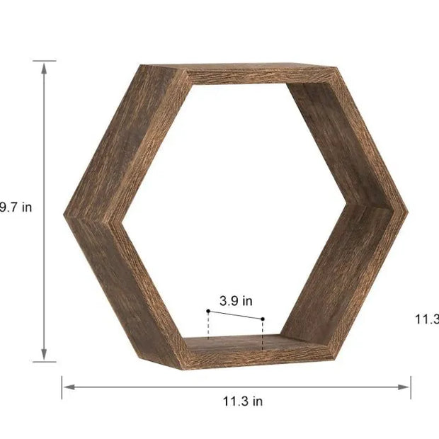 1PC Shelving wall hanging Wooden hexagonal frame lattice succulent plant frame living room wall decoration wall hanging frame