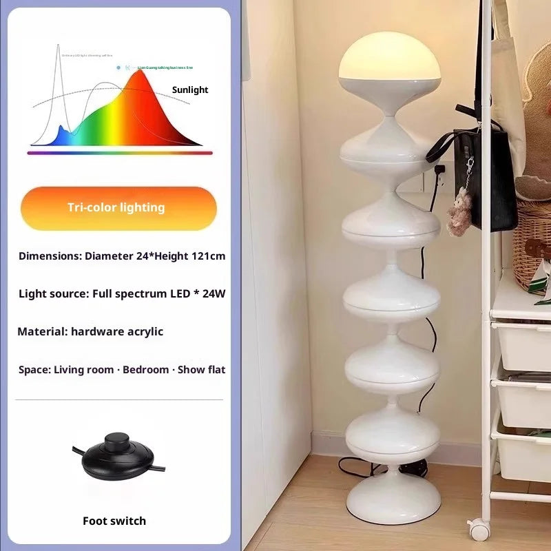 Lighting Modern  –  Scandinavian Mid-Century Cream Gourd Floor Lamp Organic Modern for Living Room Bedroom Sofa Ambient Lighting  Floor Lamp LED