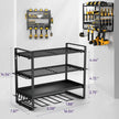 Large Power Tool Organizer Wall Mount Heavy Duty 4-Tier 12 Drills Holder Tool Storage Battery Shelf for Workshop Shed Basement