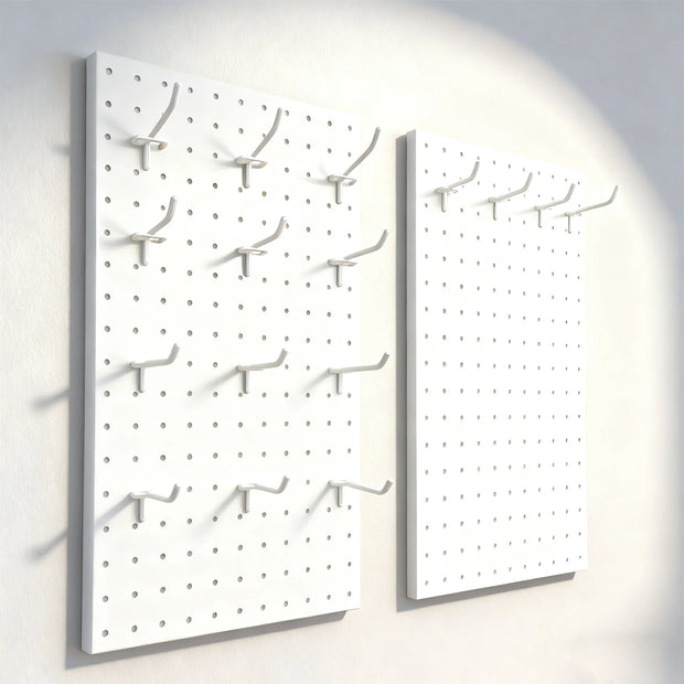 Metal Pegboard, 2 Panels + 24 Hooks, Wall-Mounted Storage Organizer for Garage, Kitchen, Bathroom, Workshop, Home Organization