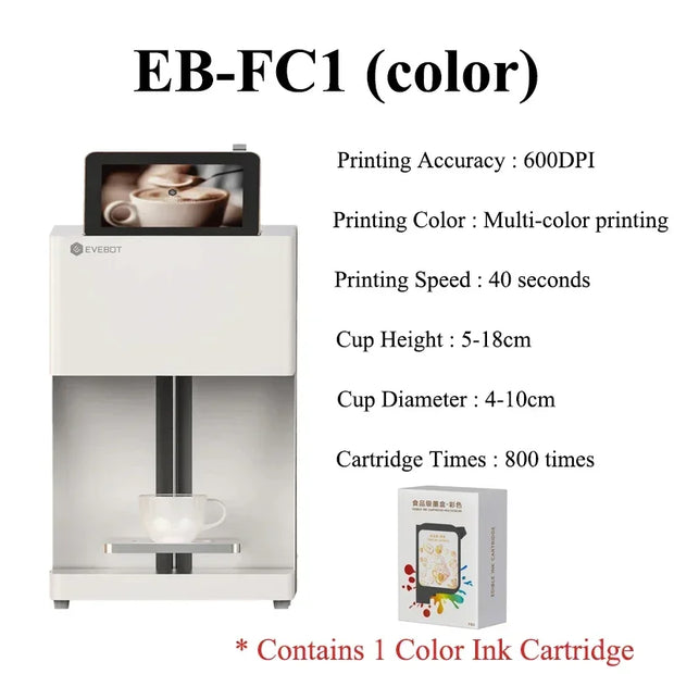 Evebot Coffee Drink Printer 3d Latte Art Coffee Printer Machine Automatic Beverages Food Selfie With WIFI Connection Printing