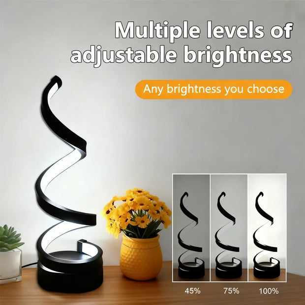 Lighting Modern  –  Modern Spiral Table LED Night Light Dimmable Table Lamp Living Room Bedside Lamp RGBW Study Office Bedroom Decoration