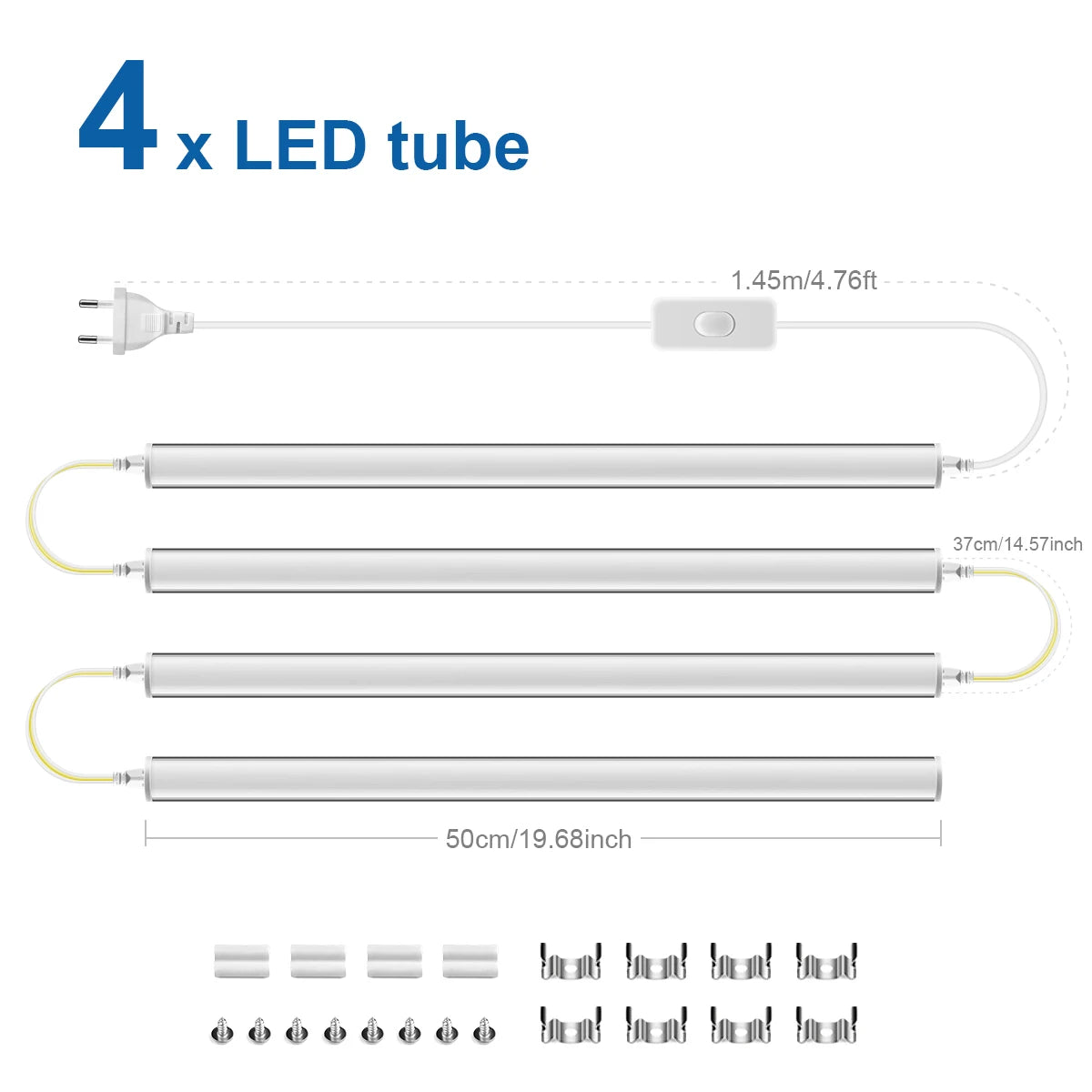 Lighting Modern  –  50cm led Lights Kitchen under cabinet Lamp 220V 15W  Led Tube With 1.2m EU Plug Switch Power Cable For Home Bedroom Indoor Lamps