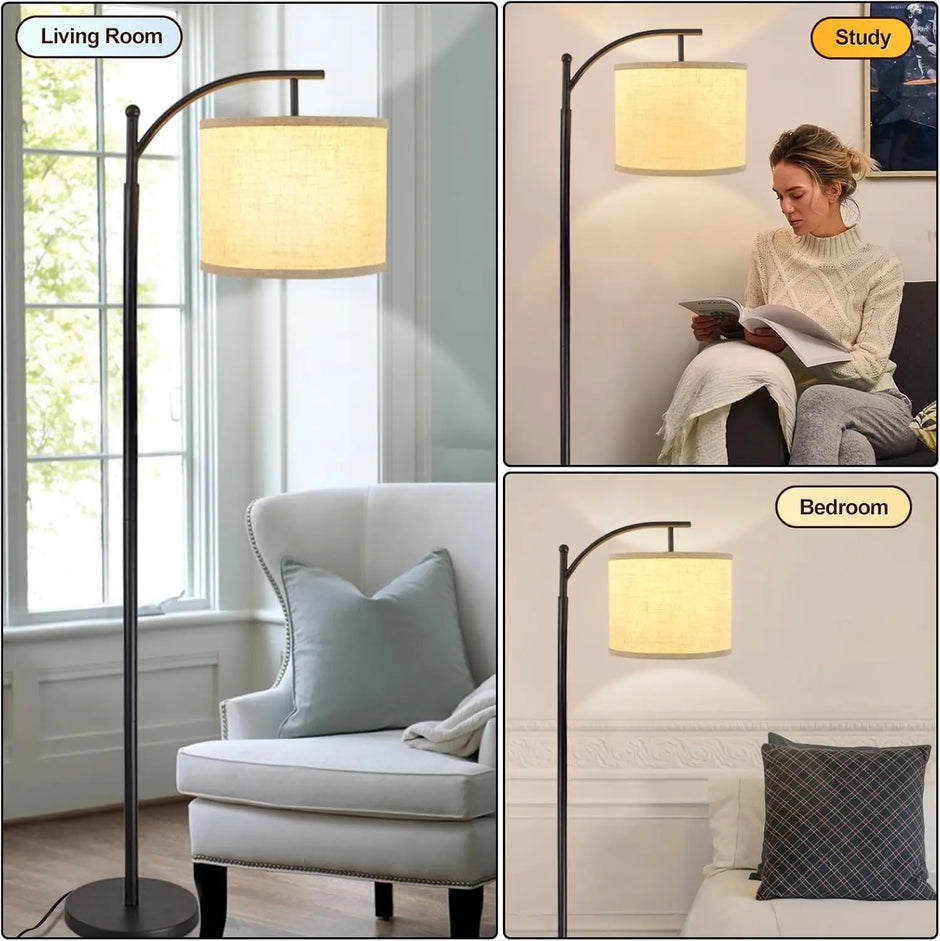 Lighting Modern  –  Arc Floor Lamp Modern Floor Lamp with 3 Color Temperatures Bulb Standing Lamps with Adjustable Hanging Lampshade for Living Room