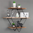 3-Tier Rustic Floating Wall Shelves Wood Display Books