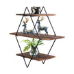 3-Tier Rustic Floating Wall Shelves Wood Display Books