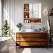 Bamboo Wall Medicine Cabinet Mirror 55.5cm 5 Shelf