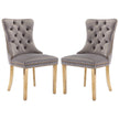 AADEN 2x Velvet Dining Chairs with Golden Metal Legs-Grey