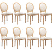AADEN 8x Linen Dining Chairs with Solid Wood Legs- Beige