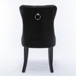 4x Velvet Dining Chairs Upholstered Tufted Kithcen Chair with Solid Wood Legs Stud Trim and Ring-Black