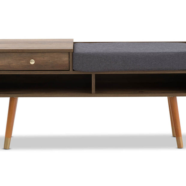 Designer Cabinet Bench Storage with Seat Wooden Shelf Hallway Cupboard - Walnut