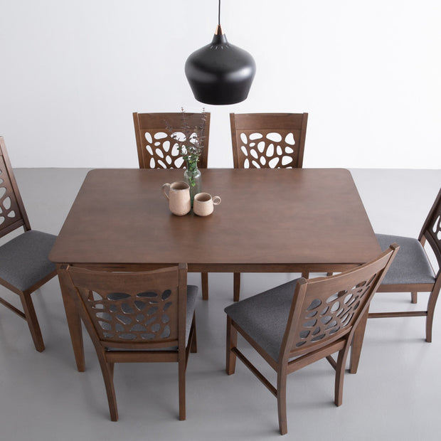 ALLEGRO Dining Table + 6x ASBEL Dining Chair - 7 Piece Dining Set - Cocoa