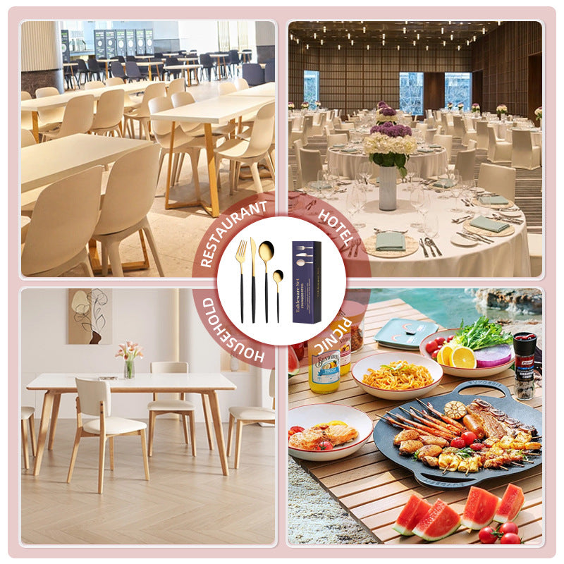 30-Piece Dazzle Color Portuguese Style Cutlery Set - Mirror Polished 410 Stainless Steel Dinnerware for 6 (Steak Knives Included)